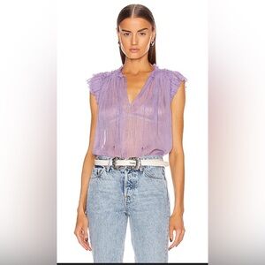 Ulla Jobnson Clea Crinkled Flutter-Sleeve Top